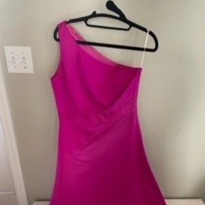 Custom NYC Fuchsia Cocktail Dress with One Shoulder Size 6